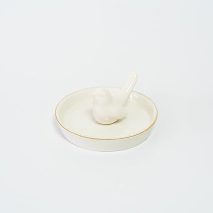 Luxury Ceramic Jewelry Tray with Decorative Figurine (1 x White Bird Center)