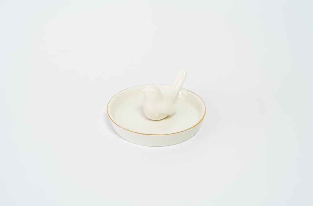 Luxury Ceramic Jewelry Tray with Decorative Figurine (1 x White Bird Center)