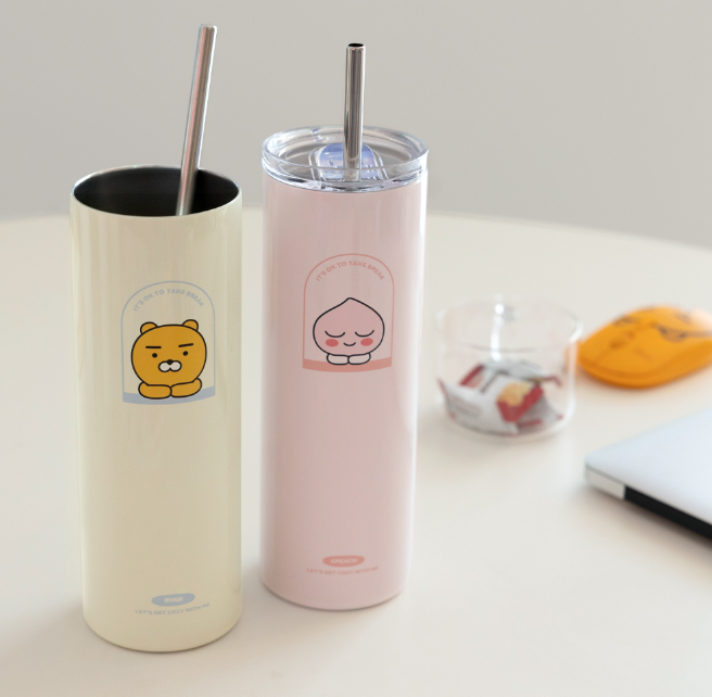 KAKAO FRIENDS Ryan and Apeach Slim Stainless Travel Tumbler