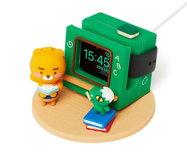 KAKAO FRIENDS Ryan and Apeach - Silicone Charging Stand Dock Case, Compatible with Apple Watch (Little Ryan), Green