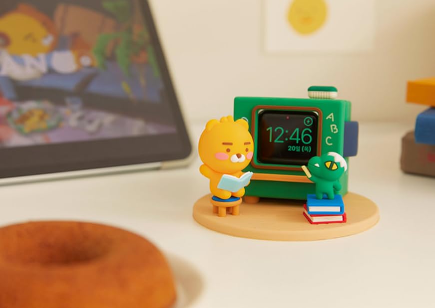 KAKAO FRIENDS Ryan and Apeach - Silicone Charging Stand Dock Case, Compatible with Apple Watch (Little Ryan), Green