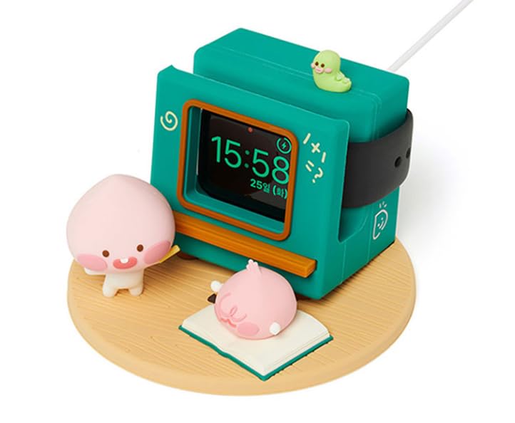 KAKAO FRIENDS Ryan and Apeach  - Silicone Charging Stand Dock, Compatible with Apple Watch (Little Apeach), Green