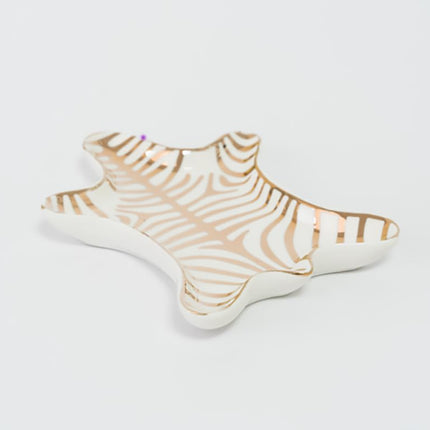 Luxury Ceramic Jewelry Tray with Decorative Figurine (1 x Gold Stripe Tiger Tray)