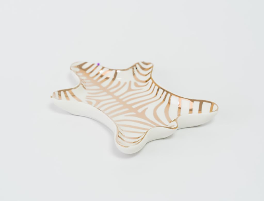 Luxury Ceramic Jewelry Tray with Decorative Figurine (1 x Gold Stripe Tiger Tray)