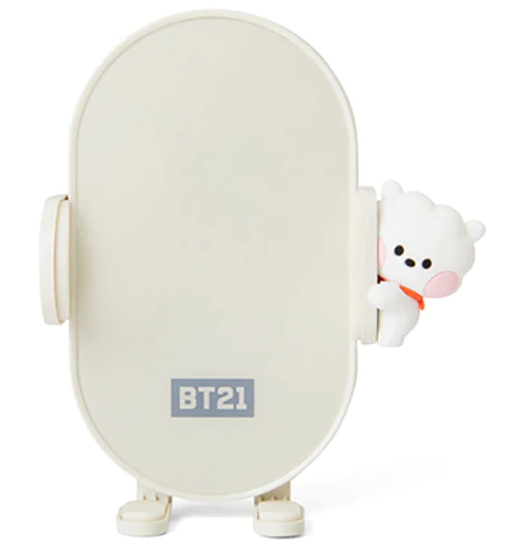BT21 RJ QI Wireless Car Charger & Auto Grip Phone Holder – Fast & Secure Mount  (Minini RJ)