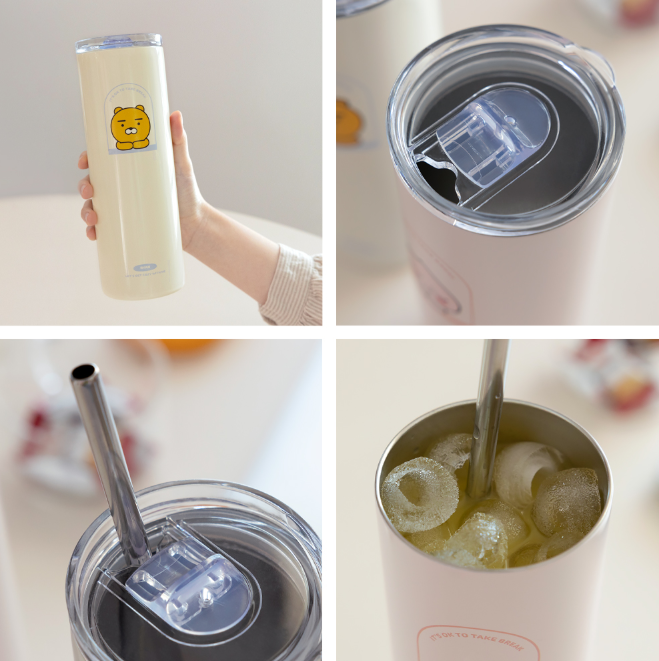 KAKAO FRIENDS Ryan and Apeach Slim Stainless Travel Tumbler