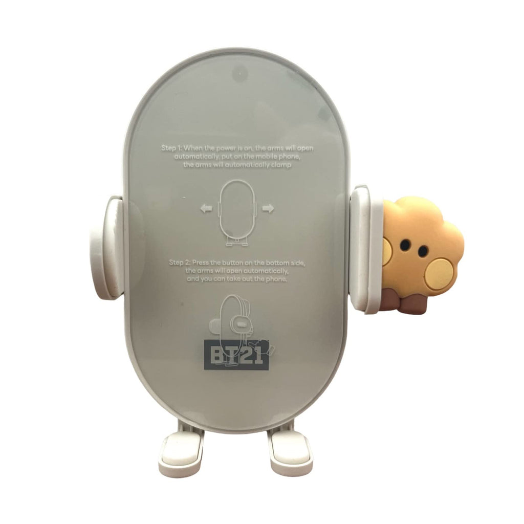 BT21 SHOOKY QI Wireless Car Charger & Auto Grip Phone Holder – Fast & Secure Mount (Minini SHOOKY)