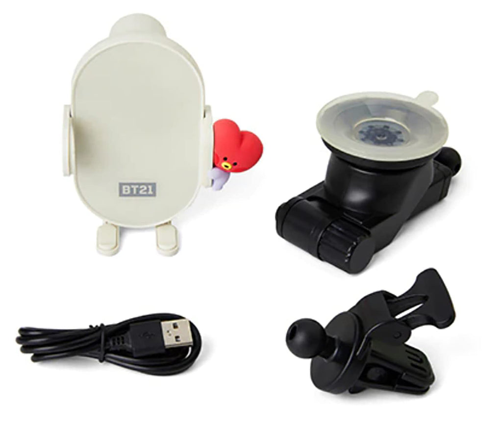 BT21 TATA QI Wireless Car Charger & Auto Grip Phone Holder – Fast & Secure Mount (Minini TATA)