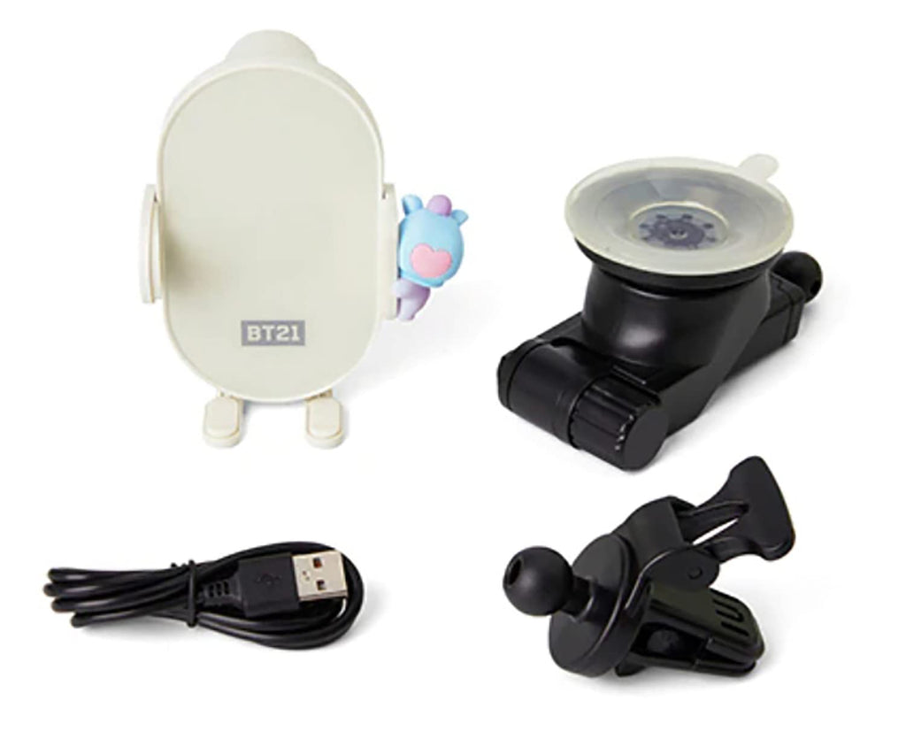 BT21 MANG QI Wireless Car Charger & Auto Grip Phone Holder – Fast & Secure Mount (Minini MANG)