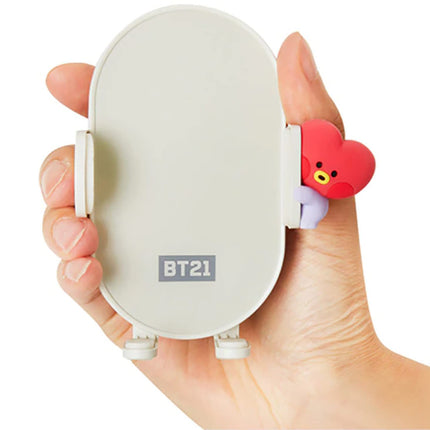 BT21 TATA QI Wireless Car Charger & Auto Grip Phone Holder – Fast & Secure Mount (Minini TATA)