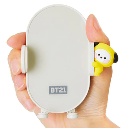 BT21 CHIMMY QI Wireless Car Charger & Auto Grip Phone Holder – Fast & Secure Mount (Minini CHIMMY)