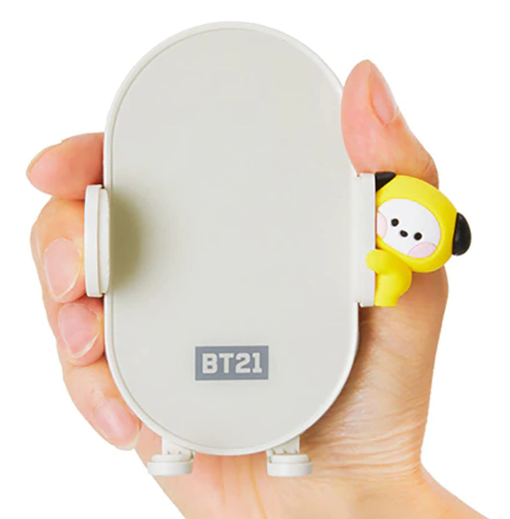 BT21 CHIMMY QI Wireless Car Charger & Auto Grip Phone Holder – Fast & Secure Mount (Minini CHIMMY)
