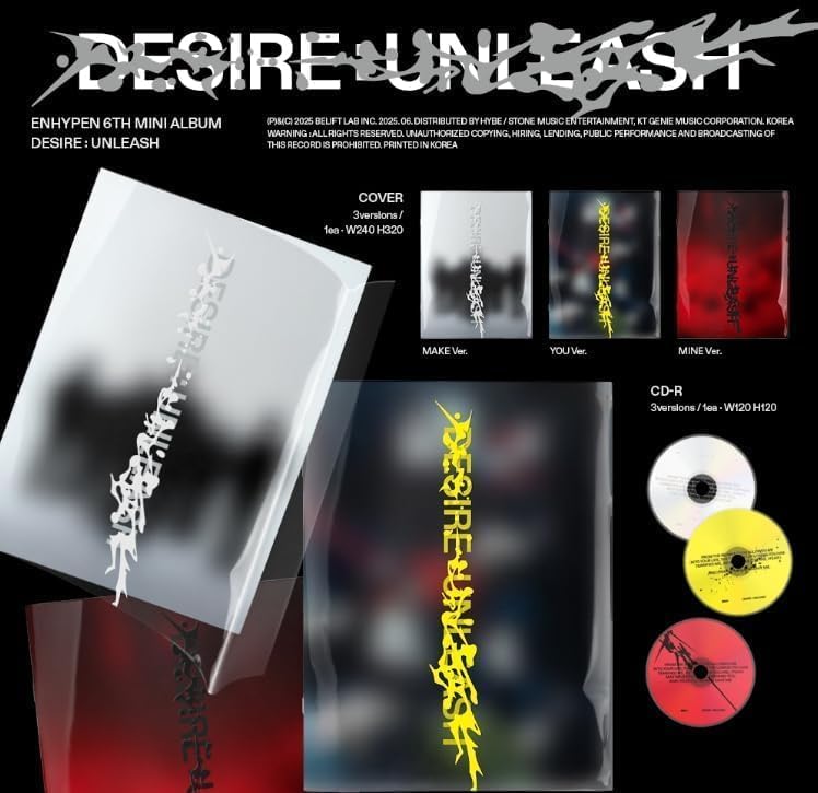 ENHYPEN – DESIRE : UNLEASH 6th Mini Album (Photobook Ver. – MINE + YOU + MAKE 3 Ver. Set)
