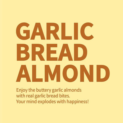 HBAF Korean Seasoned Almond Nuts – Healthy & Gluten-Free Asian Snack | Perfect for School, Office, Travel & Camping (Garlic Bread  120 gram 1 pack)