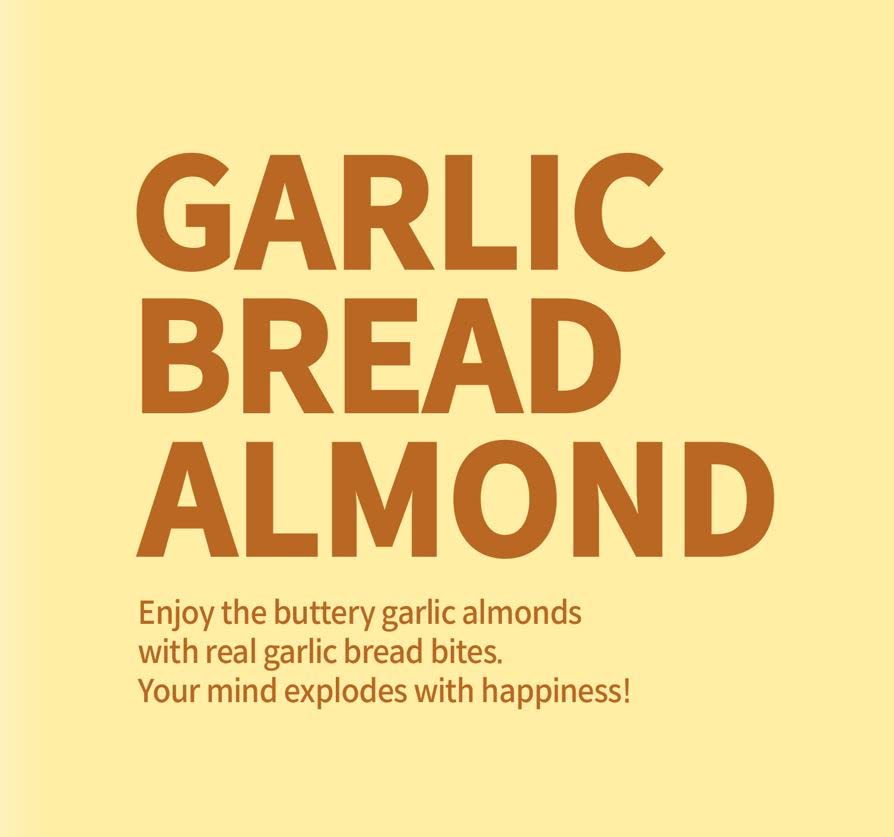 HBAF Korean Seasoned Almond Nuts – Healthy & Gluten-Free Asian Snack | Perfect for School, Office, Travel & Camping (Garlic Bread  120 gram 1 pack)