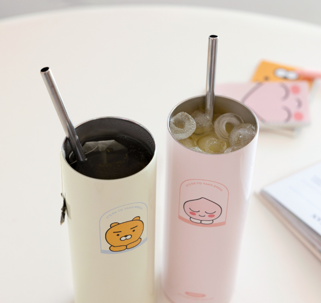KAKAO FRIENDS Ryan and Apeach Slim Stainless Travel Tumbler