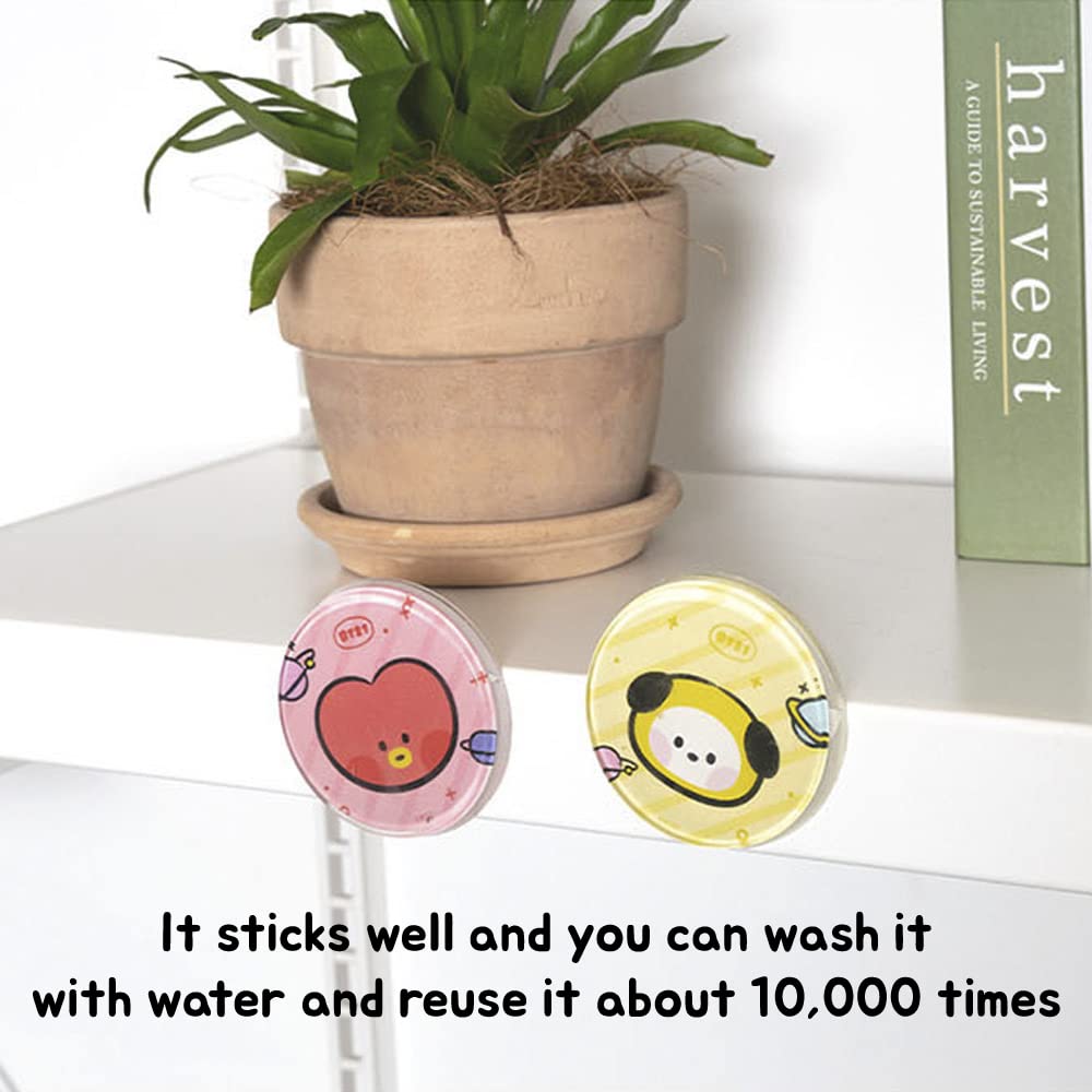 BT21 TATA Official MININI Multipurpose Adhesive Gel Pad – Perfect for Car, Desk & Home Organization | Reusable, Easy-to-clean (TATA)