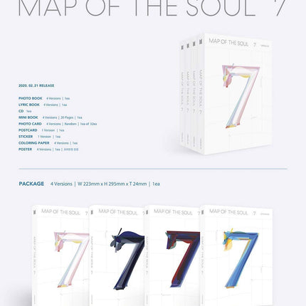 BTS MAP of The Soul : 7 [RANDOM VERSION] Album+Official Folded Poster+Extra Photocard+KPOP Premium Mask