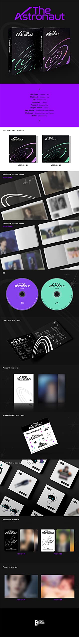 BTS Jin solo single album The Astronaut Set ( ver 01 + ver 02 )