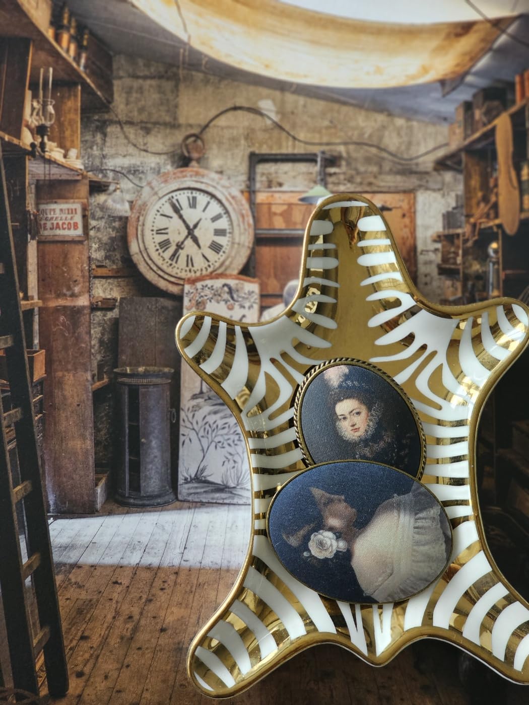 Luxury Ceramic Jewelry Tray with Decorative Figurine (1 x Gold Stripe Tiger Tray)