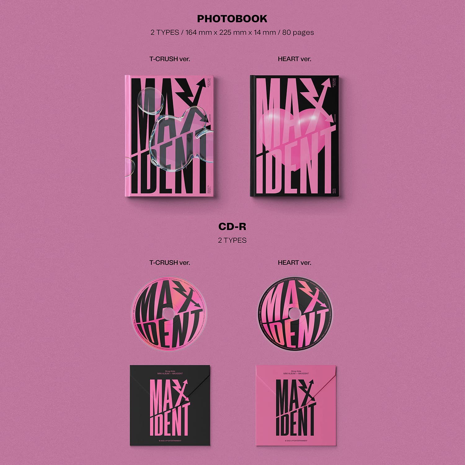 STRAY KIDS - Mini Album [MAXIDENT] (T-CRUSH or HEART Ver. / Random) Photobook