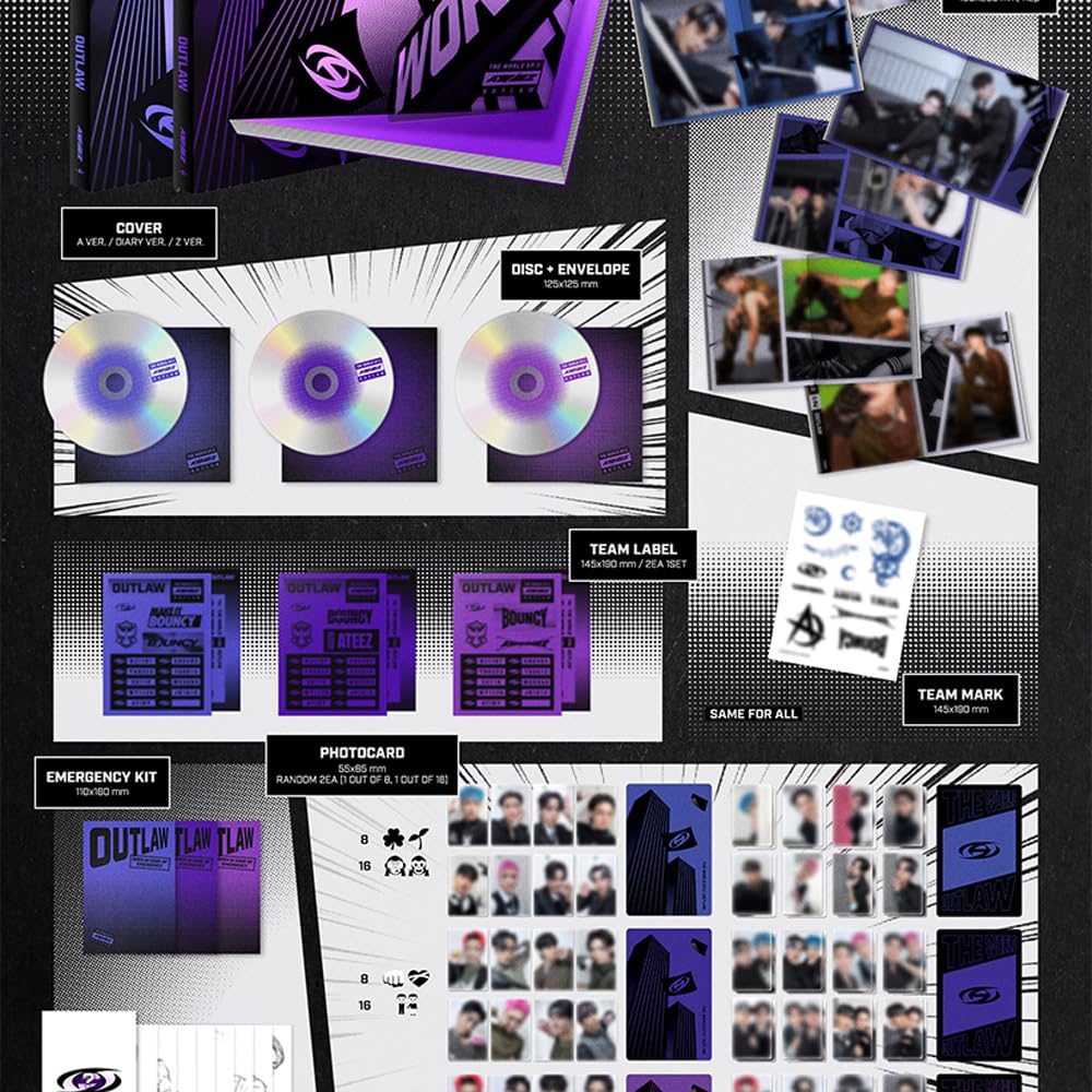 ATEEZ - The World EP.2 : Outlaw Album (A,D,Z 3 ver. Set)