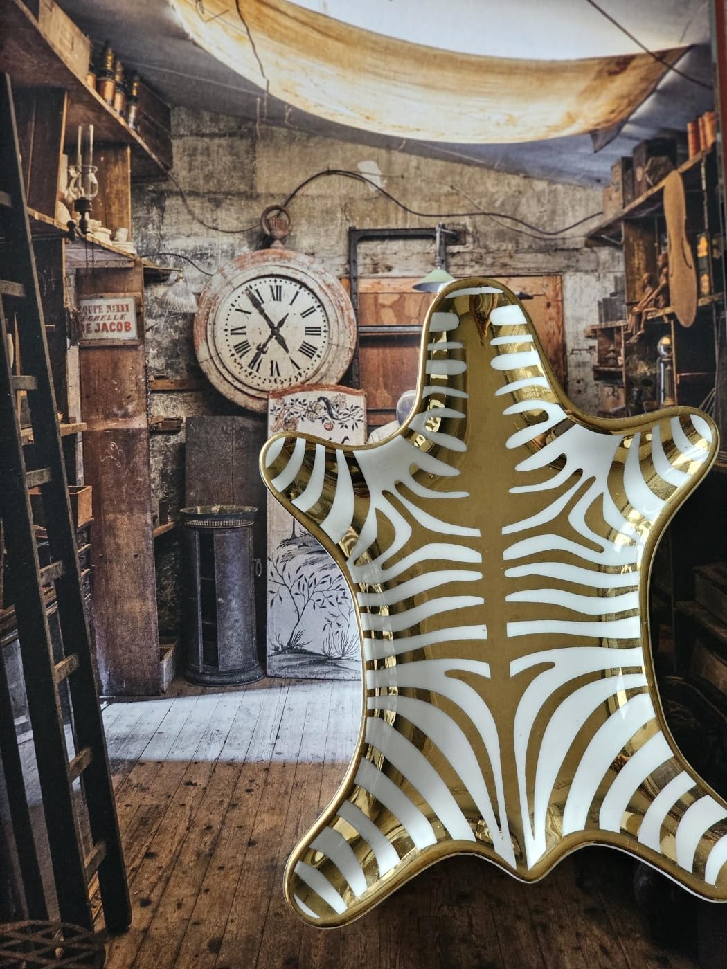 Luxury Ceramic Jewelry Tray with Decorative Figurine (1 x Gold Stripe Tiger Tray)