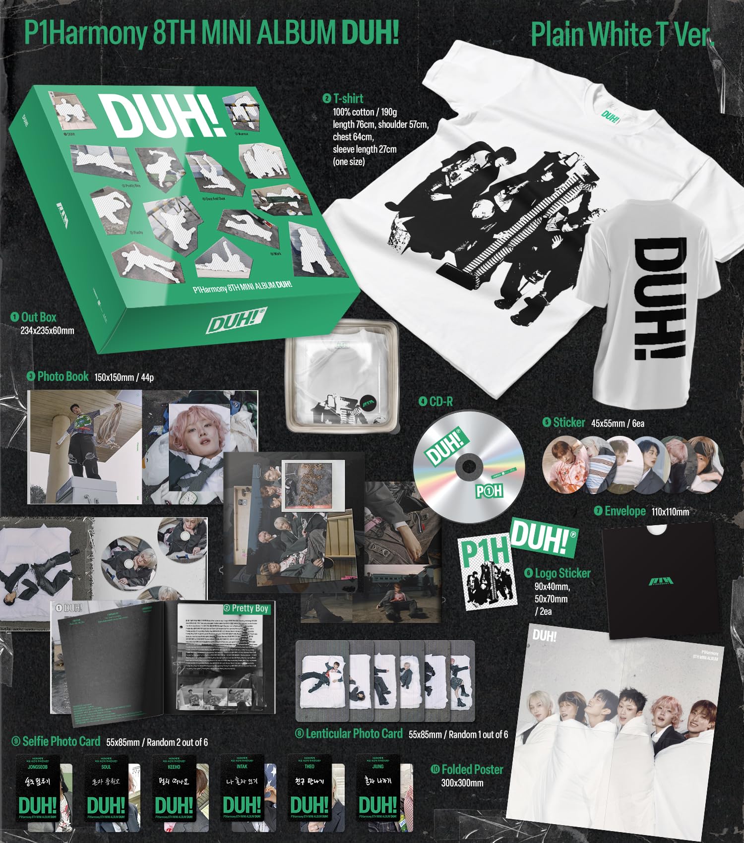 P1Harmony 8th Mini Album DUH! [Plain White T Ver.]
