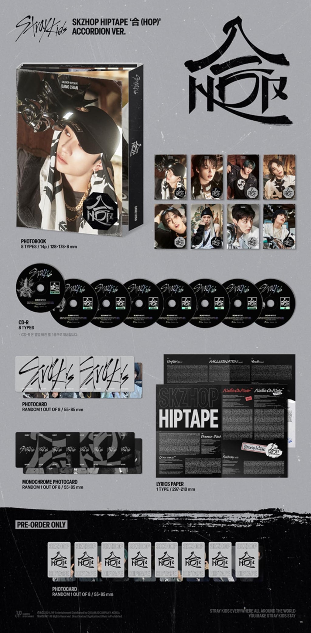 Stray Kids SKZHOP HIPTAPE HOP Album (ACCORDION VER - Random VER)
