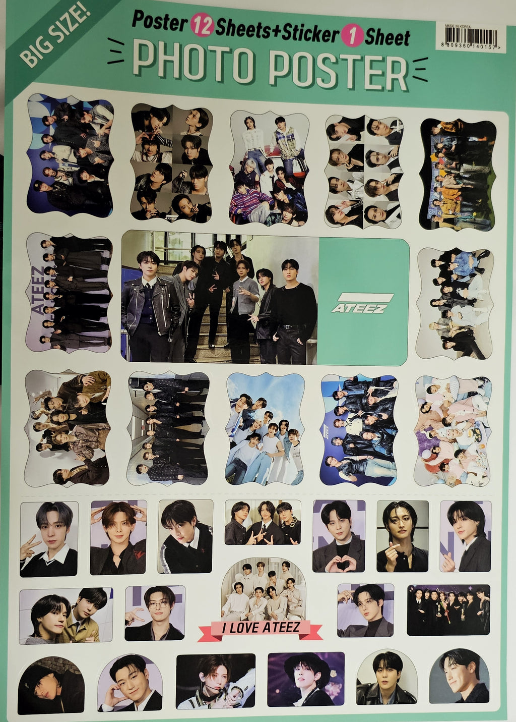 Ateez Super High Quality 12 Posters and 1 sticker Set