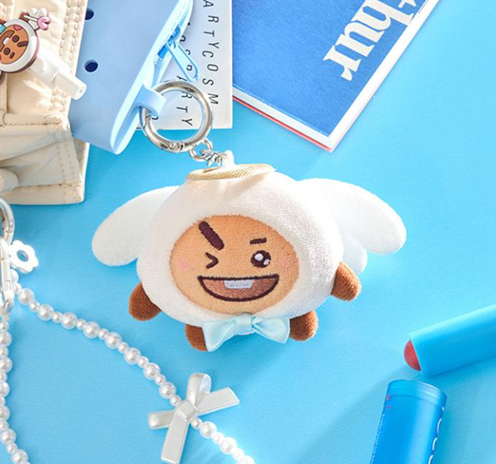 BT21 Angel & Villain Plush Keyring Official Collectible, Angel Keyring