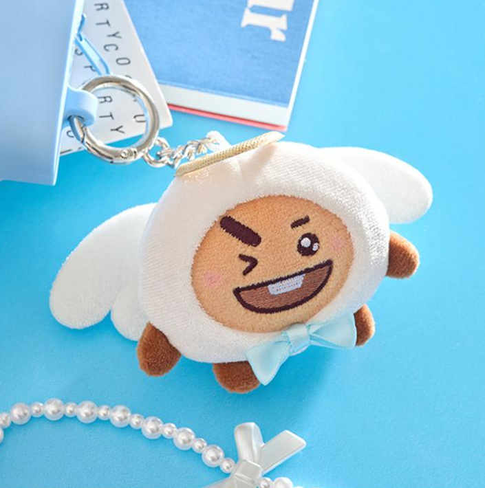 BT21 Angel & Villain Plush Keyring Official Collectible, Angel Keyring
