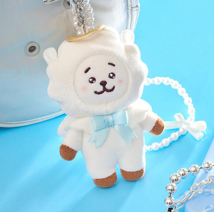 BT21 Angel & Villain Plush Keyring Official Collectible, Angel Keyring