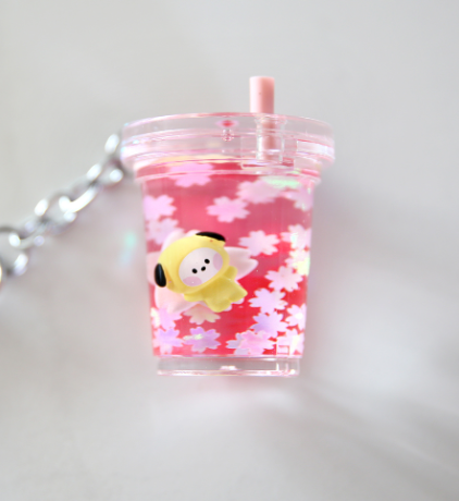 BT21 Cherry Blossom Glitter Water Keyring Official Minini