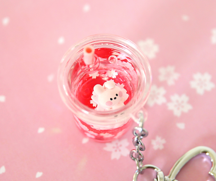 BT21 Cherry Blossom Glitter Water Keyring Official Minini