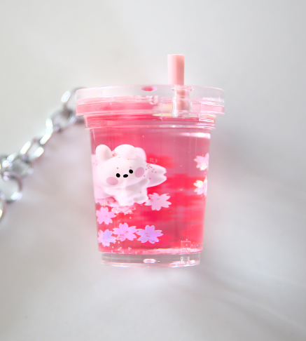 BT21 Cherry Blossom Glitter Water Keyring Official Minini