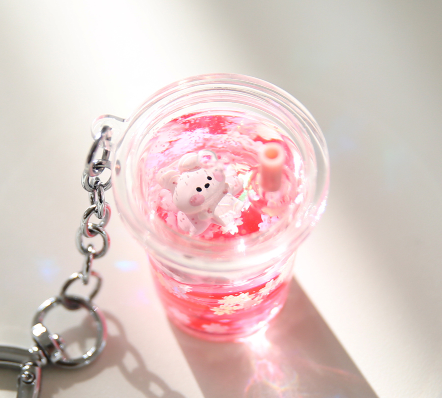 BT21 Cherry Blossom Glitter Water Keyring Official Minini