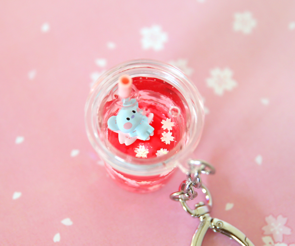 BT21 Cherry Blossom Glitter Water Keyring Official Minini