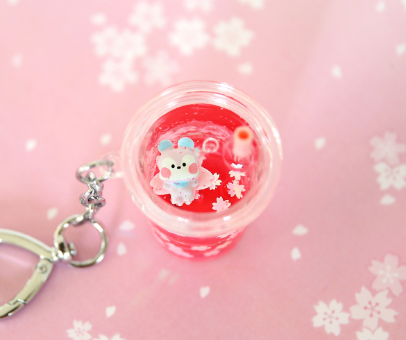BT21 Cherry Blossom Glitter Water Keyring Official Minini