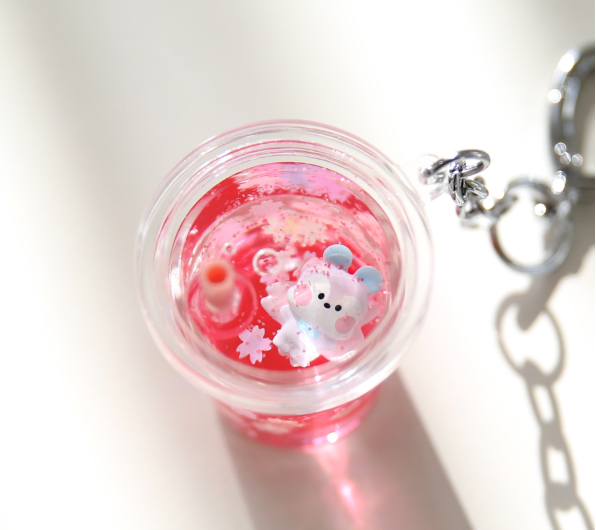 BT21 Cherry Blossom Glitter Water Keyring Official Minini