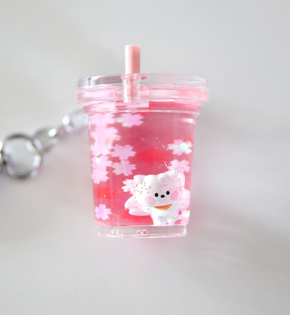 BT21 Cherry Blossom Glitter Water Keyring Official Minini