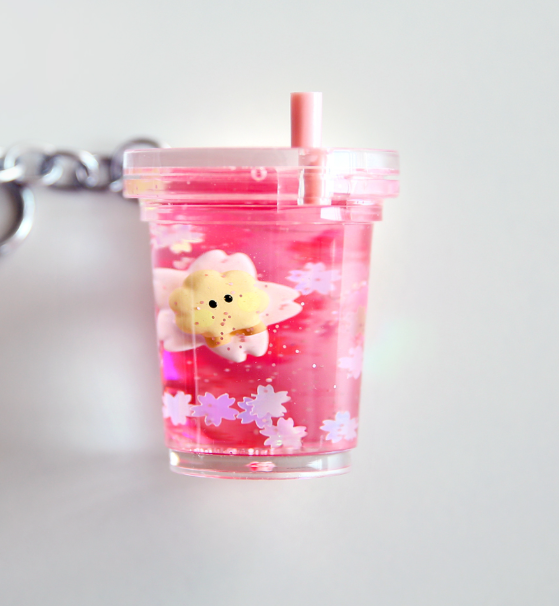 BT21 Cherry Blossom Glitter Water Keyring Official Minini