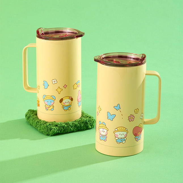 BT21 Mini Minini Picnic Mate Tumbler – 420ml Stainless Steel Mug with Handle & Lid