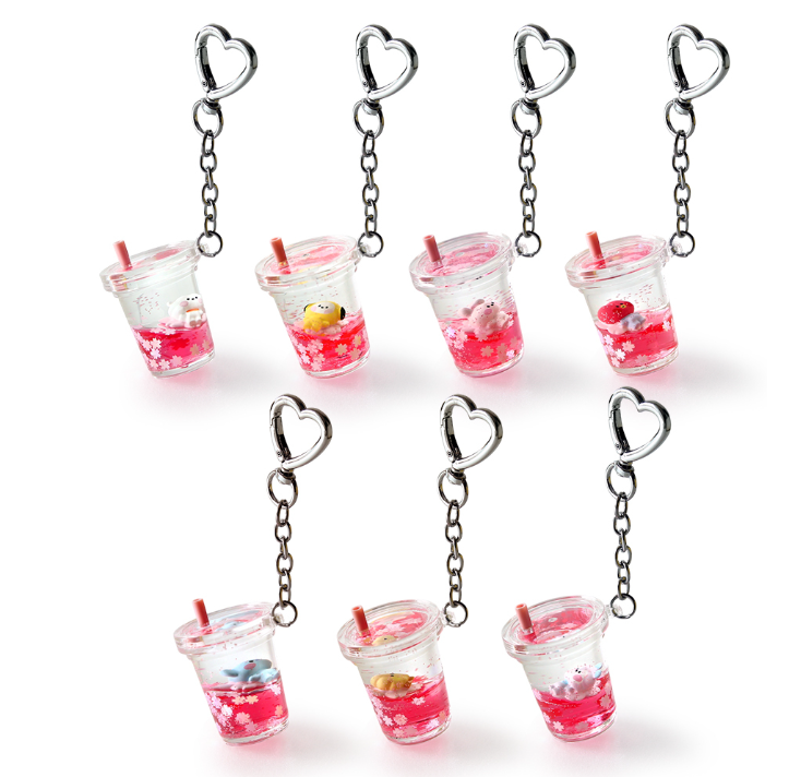 BT21 Cherry Blossom Glitter Water Keyring Official Minini
