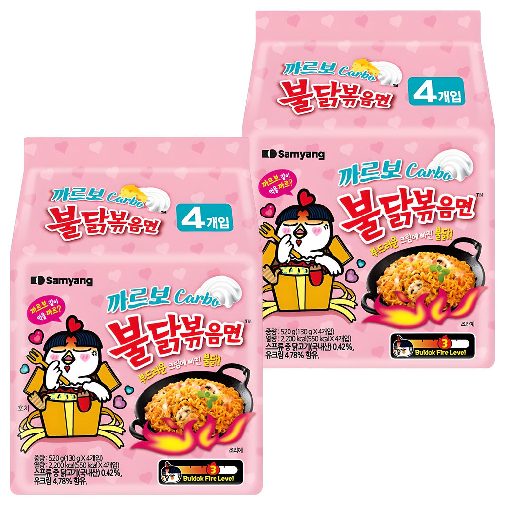 Samyang Buldak Spicy Ramen, Hot Chicken Ramen, Korean Stir-Fried Instant Noodle, Carbonara, 1 bag with 8 pack