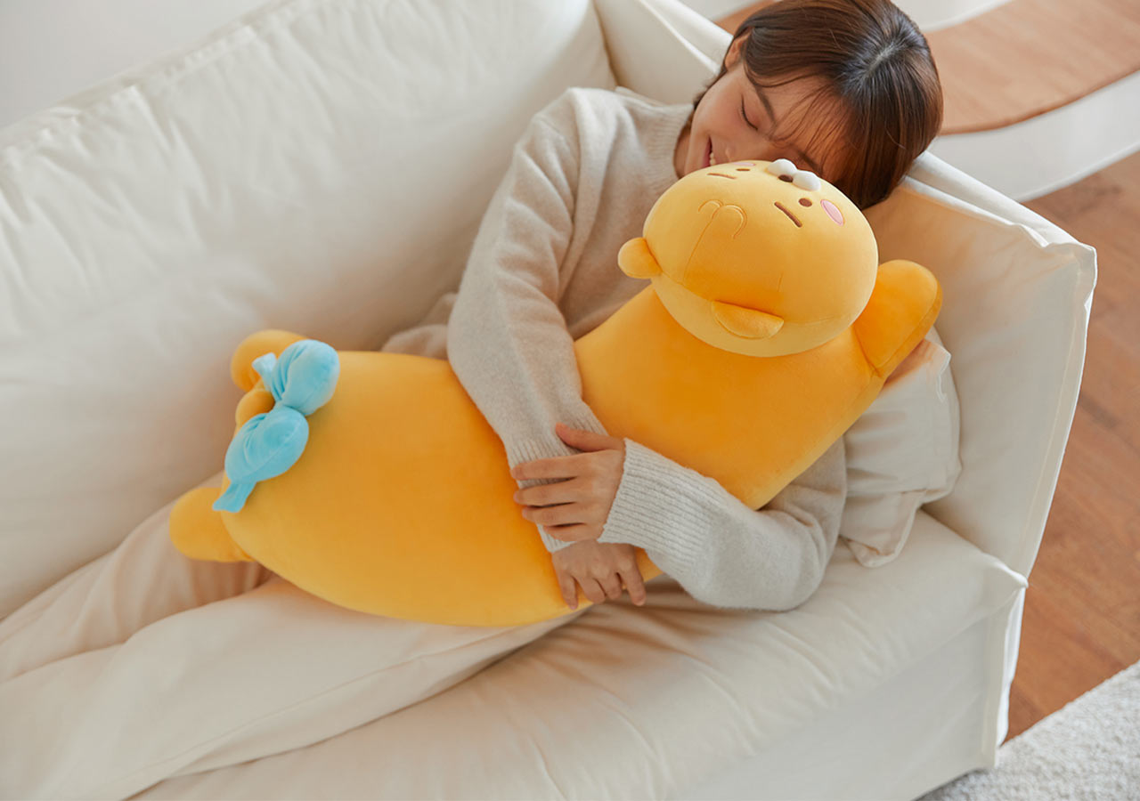 KAKAO FRIENDS Ribbon Curve Body Pillow Plush Ryan Apeach Choonsik