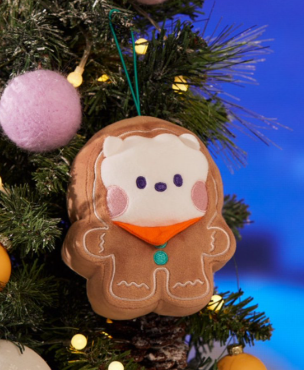 BT21 RJ Christmas ornament and plush keychain with Jin photocard