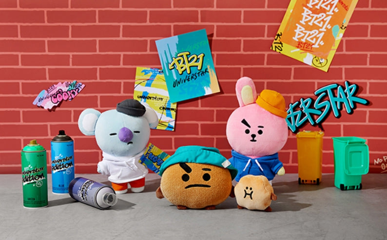 BT21 RJ, KOYA, MANG Plush on the street themed 11 Inch