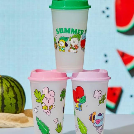 BT21 Summer Rain Reusable Cup Set (3 Cups, 473ml)