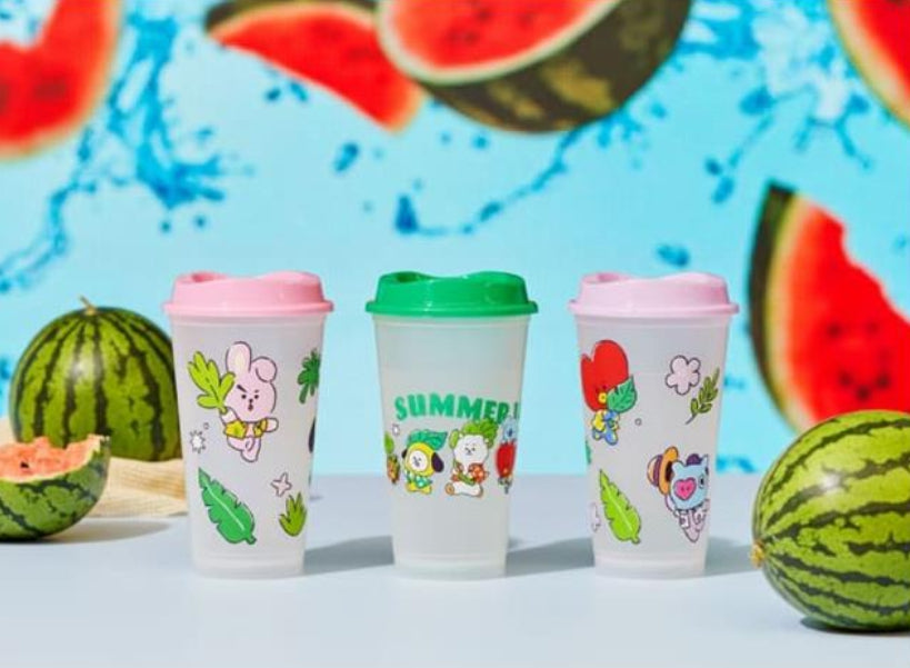 BT21 Summer Rain Reusable Cup Set (3 Cups, 473ml)